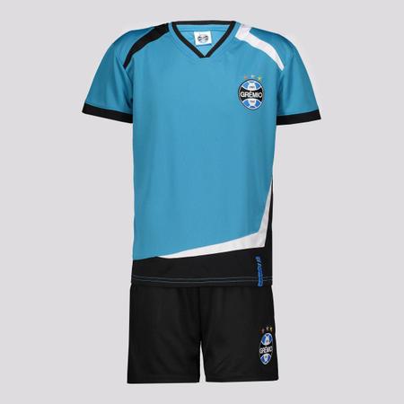 Imagem de Kit Grêmio Triangle Juvenil Azul Turquesa e Preto