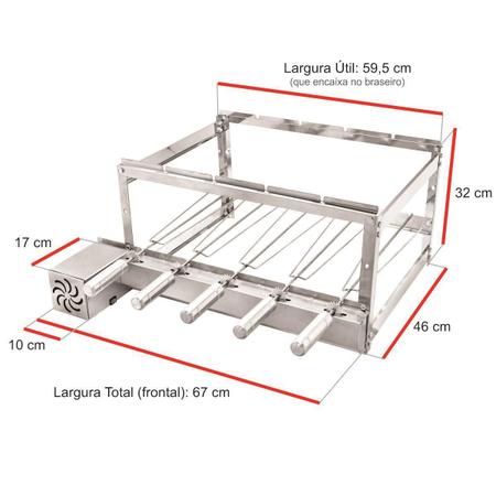 ESPETO ESPADA P/ CHURRASQUEIRAS GIRATÓRIAS 4/5/6 ESPETOS