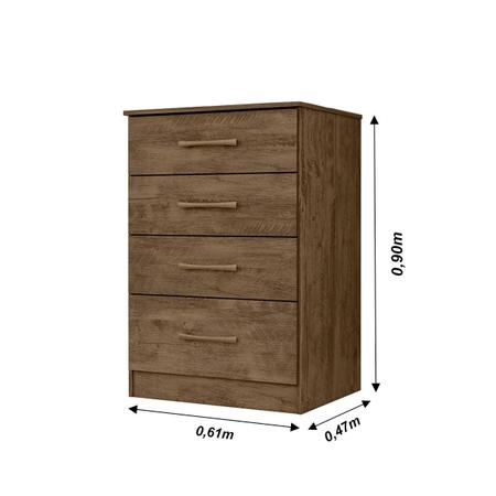 Imagem de Kit Guarda Roupa Casal MS 912 + Cômoda MS 913 Castanho Wood - Moval