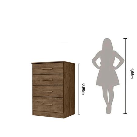 Imagem de Kit Guarda Roupa Casal MS 912 + Cômoda MS 913 Castanho Wood - Moval