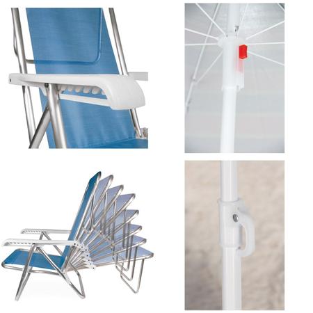 Kit Guarda Sol 1,8m Ipanema Carrinho De Praia Avanço Cadeira Reclinável 8 Posições Saca Areia - Tobee Imagem de Kit Guarda Sol 1,8m Ipanema Carrinho De Praia Avanço Cadeira Reclinável 8 Posições Saca Areia - Tobee