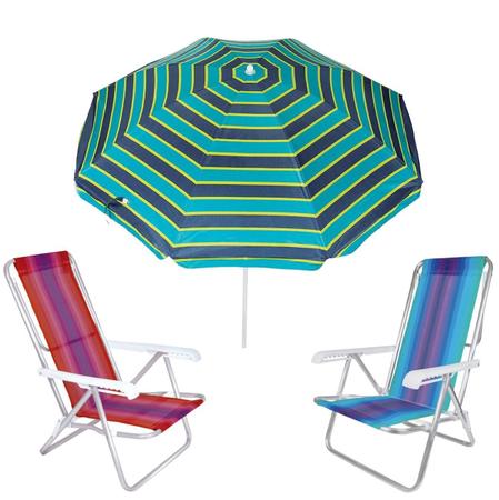 Kit Guarda Sol 1,8M Ipanema Verde 2 Cadeira 8 Posições Alum - Tobee Imagem de Kit Guarda Sol 1,8M Ipanema Verde 2 Cadeira 8 Posições Alum