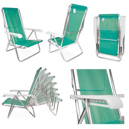 Kit Guarda Sol 1,8m Ipanema Verde Cadeira 8 Posições Alumínio Sannet Praia Piscina Camping - Tobee Imagem de Kit Guarda Sol 1,8m Ipanema Verde Cadeira 8 Posições Alumínio Sannet Praia Piscina Camping - Tobee