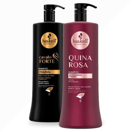 Imagem de Kit Haskell Cavalo Forte E Quina Rosa Shampoo 1 Litro