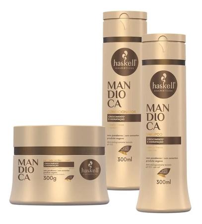 Imagem de Kit Haskell Mandioca Shampoo 300ML 1 Condicionador 300ML  1 Mascara 300ML