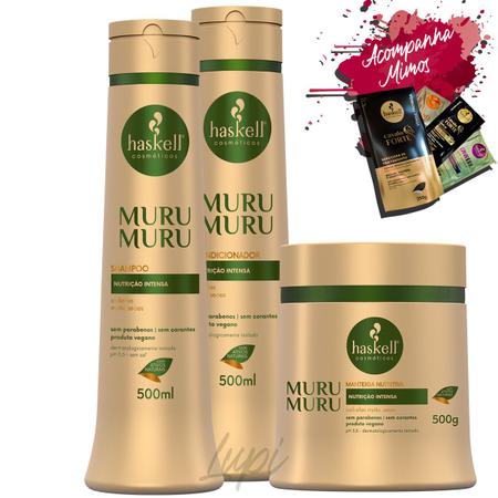 Imagem de Kit Haskell Murumuru Shampoo Condicionador 500ml Mascara 500