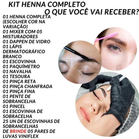 Imagem de Kit Henna Para Sobrancelhas Completo Com Mixer Para Designer