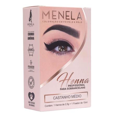 Kit henna sobrancelha menela 15ml castanho médio Imagem de Kit henna sobrancelha menela 15ml castanho médio
