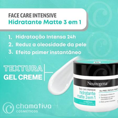 Imagem de Kit Hidratante Facial Face Care Intensive Matte 3 em 1 Efeito Primer + Intensive Antissinais FPS 22 Neutrogena