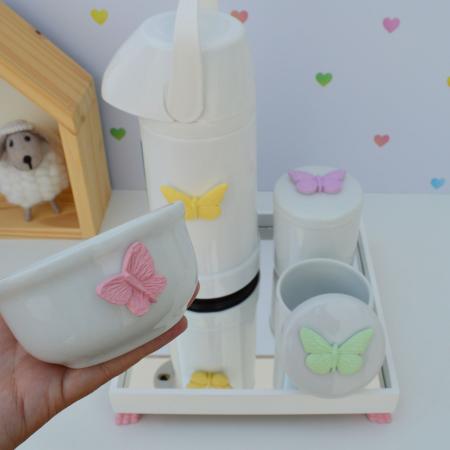 Imagem de Kit Higiene Bandeja  Porcelana Bebê Térmica K012 Borboleta