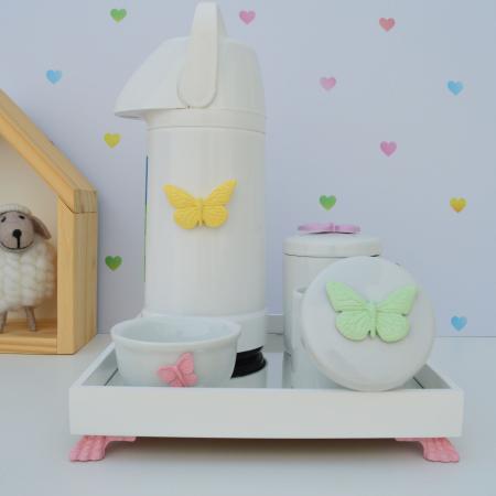 Imagem de Kit Higiene Bandeja  Porcelana Bebê Térmica K012 Borboleta