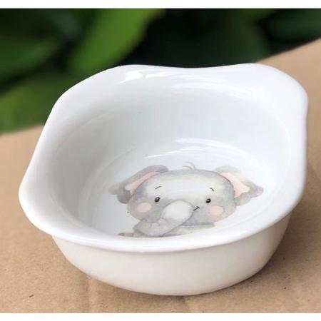 Imagem de Kit higiene bebê 3 peças Safari - Potes e Molhadeira - Peças porcelana e tampas pinus