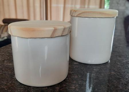 Imagem de Kit higiene bebê 3 potes Porcelana Tampa Pinus