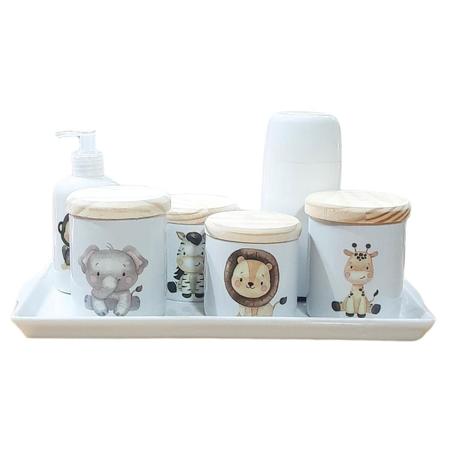 Imagem de Kit higiene bebê Safari 7 peças - Pçs Porcelana TP Pinus