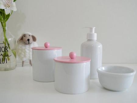 Imagem de Kit Higiene Branco Bebê 4 Porcelanas Unissex Colorido Banho