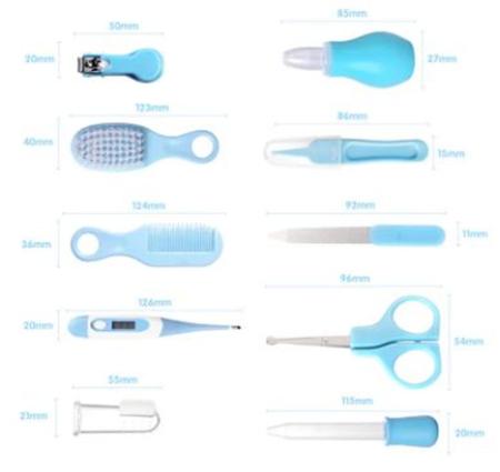 Imagem de Kit Higiene Com Termômetro, Pente, Escova Cuidado Bebê Recém Nascido 10pçs