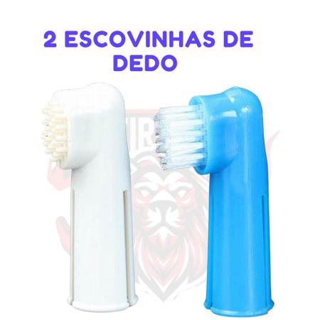 Imagem de Kit Higiene Gel Dental Para Cães E Gatos Com gel dental PET + 1 escovas + 2 escovas de dedo