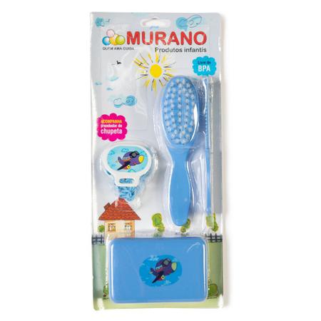 Imagem de Kit Higiene Infantil com Saboneteira Escova, Pente e Prendedor Murano