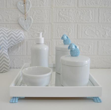Imagem de Kit Higiene Porcelana Bebê Banho Cuidado Quarto K014 Ovelha