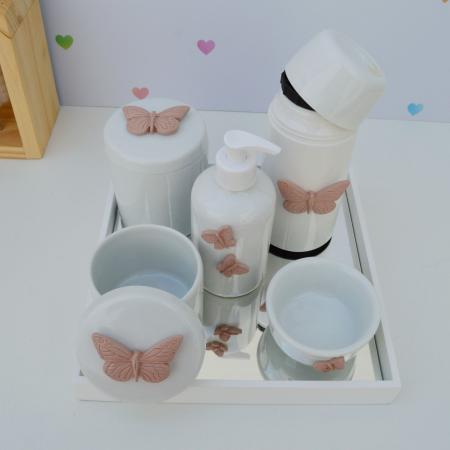 Imagem de Kit Higiene Porcelana Bebê Térmica Bandeja K010 Borboleta
