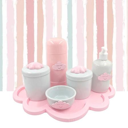 Imagem de Kit Higiene Porcelana Nuvem Rosa Garrafa Rosa 6pçs