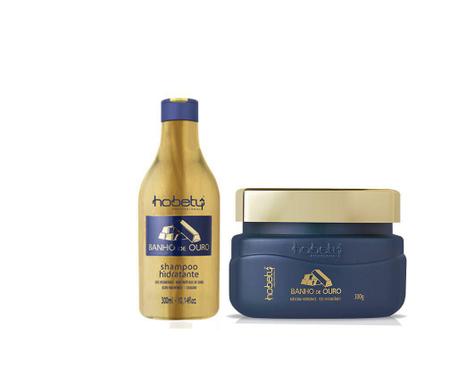 Imagem de Kit Hobety Banho De Ouro Shampoo 300 Ml+ Mascara 300Gr