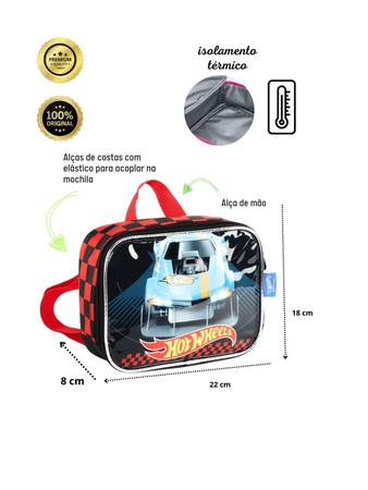 Imagem de Kit Hot Wheels Mochila Costas Rodas Lancheira Estojo - Preto