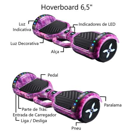 Imagem de Kit Hoverboard Overboard Infantil Skate Galaxia + Acessórios