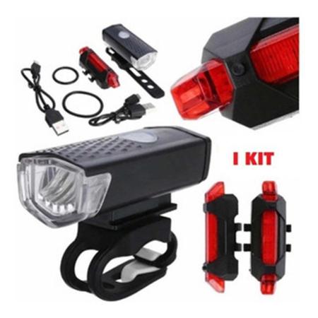 Imagem de Kit iluminação e segurança para bike lanterna frontal e dianteira recarregável
