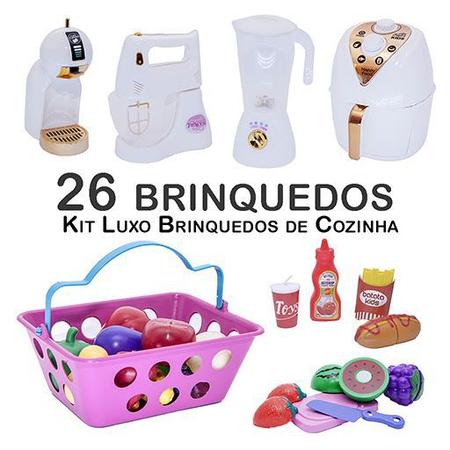 Imagem de Kit Infantil Air Fryer Batedeira Mercado Cafeteira 26pç
