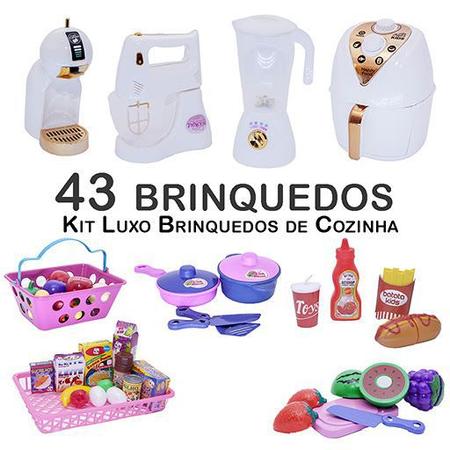Imagem de Kit Infantil Air Fryer Comida Mercado Cafeteira  Panela 43pç
