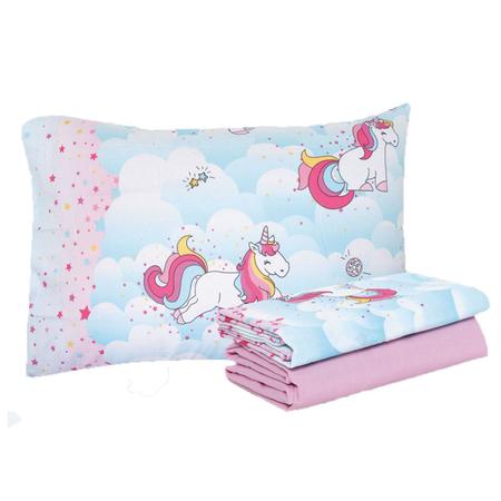 Kit Edredom + Jogo De Cama Casal Infantil Menina Unicórnio Macio -  Prediletto - Jogo de Cama Infantil - Magazine Luiza