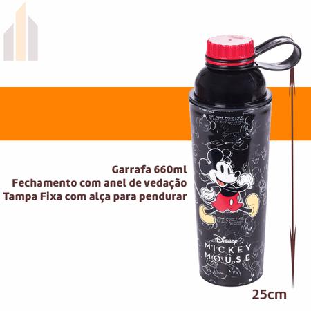 Imagem de Kit Infantil Marmita Hermética com Travas Garrafa Lancheira Mickey Mouse