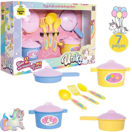 Imagem de Kit Infantil Menina Panelinhas Unicornio 7 Peças Samba Toys