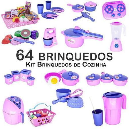 Imagem de Kit Infantil Panela Mercado Fogão Fruta Air Fryer  Fogão 64p