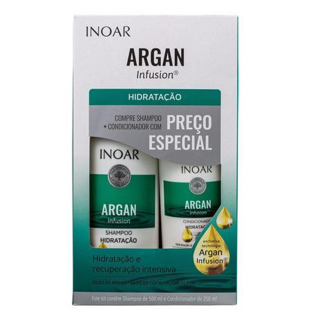 Imagem de Kit Inoar Argan Infusion Hidratação Shampoo 500ml e Condicionador 250ml