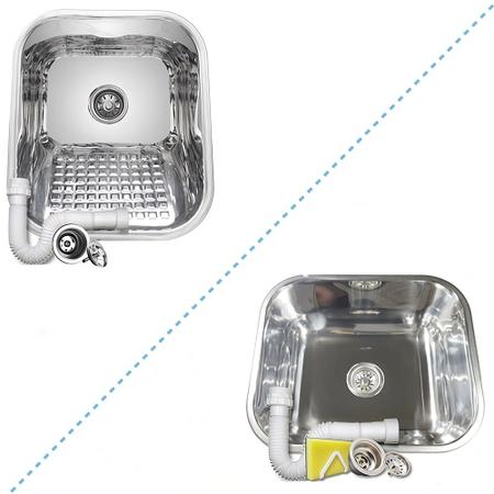 Kit Inox 304 Alto Brilho Tanque 34x40x20cm + Cuba 40x34x17cm - Tecnocuba Imagem de Kit Inox 304 Alto Brilho Tanque 34x40x20cm + Cuba 40x34x17cm