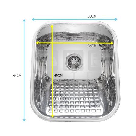 Kit Inox 304 Alto Brilho Tanque 34x40x20cm + Cuba 40x34x17cm - Tecnocuba Imagem de Kit Inox 304 Alto Brilho Tanque 34x40x20cm + Cuba 40x34x17cm