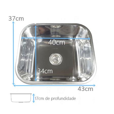 Kit Inox 304 Alto Brilho Tanque 34x40x20cm + Cuba 40x34x17cm - Tecnocuba Imagem de Kit Inox 304 Alto Brilho Tanque 34x40x20cm + Cuba 40x34x17cm