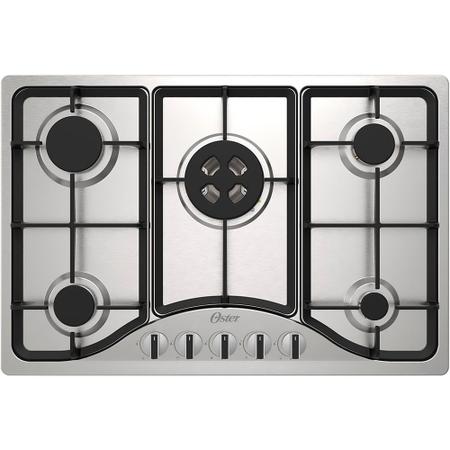 Imagem de Kit Inox Cooktop a Gás 5 Bocas e Coifa de Ilha 90 cm Oster