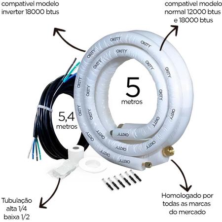 Imagem de Kit instalação ar condicionado 12000 18000 btus 1/4 1/2 5m