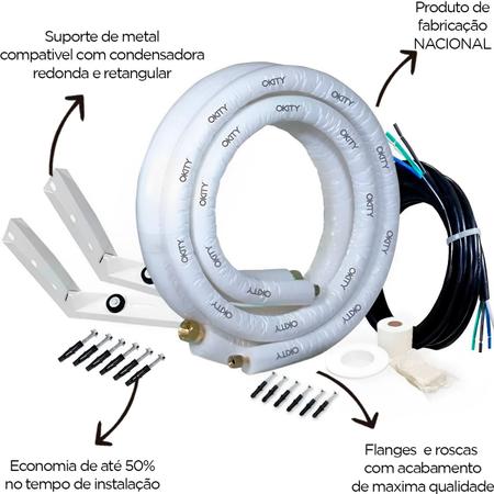 Imagem de Kit instalação ar inverter 9000/12000 btus 2m com suporte