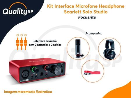 Imagem de Kit Interface Microfone Headphone Focusrite Solo Studio