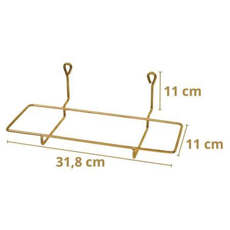 Imagem de Kit Jardineira De Parede 35 Com Prato Decorativo Para Varanda Sacada Jardim Vertical + Suporte 35cm De Metal Dourado