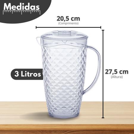 Imagem de Kit Jarra 3 Litros + 4 Copos 500ml de Acrílico Luxxor Para Bebidas Sucos Água - Paramount