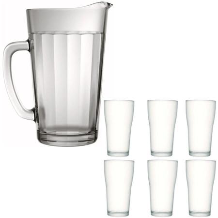 Imagem de Kit Jarra de vidro americano 1,2 L e 6 copos de vidro 200ml