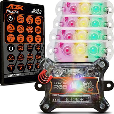 4 Strobo Automotivo Carro Ajk 4 Faróis Rgb Com Controle Novo