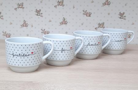 Jogo 6 xícaras de Café e Chá com pires - 200 ml Empilháveis - Porcelana  branca - Antilope Decor Porcelanas - Xícaras de Café - Magazine Luiza