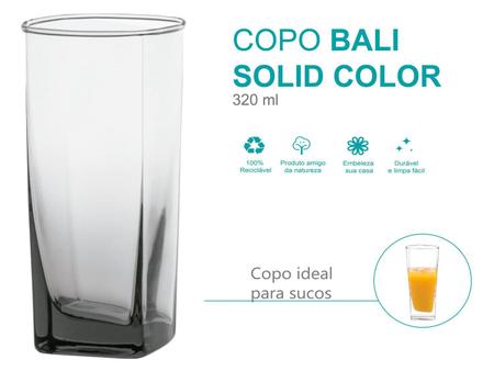 Jogo 6 Copos Vidro Bali Quadrado 320ml Lilás Colorido