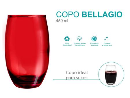 Jogo Copo De Vidro Lilás Bellagio 450 Ml Com 6 Copos - Casa Linda